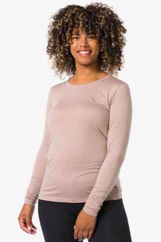 HEMA Dames Temptech T-shirt Lange Mouw Beige (beige)