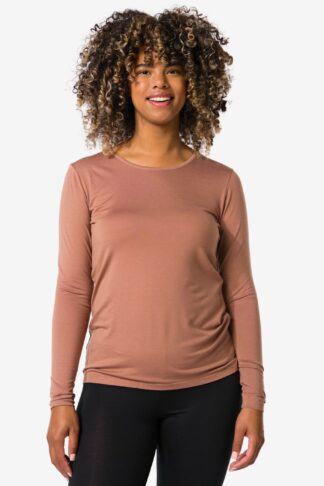 HEMA Dames Temptech T-shirt Lange Mouw Middenbruin (middenbruin)
