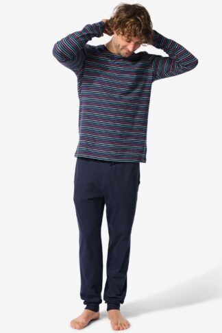 HEMA Herenpyjama Strepen Donkerblauw (donkerblauw)