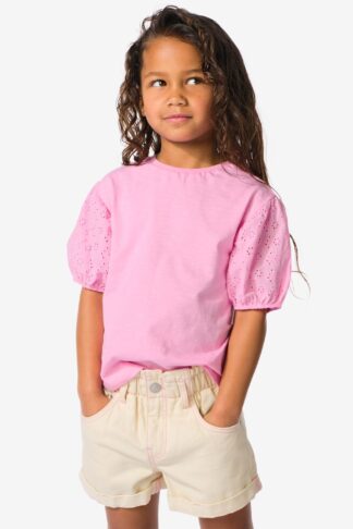 HEMA Kinder T-shirt Broderie Roze (roze)