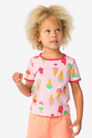 HEMA Kinder T-shirt Rib Ijsjes Roze (roze)
