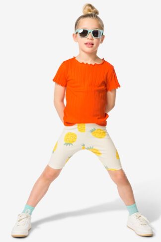 HEMA Kinder Korte Leggings Rib Ananassen - 2 Stuks Ecru (ecru)