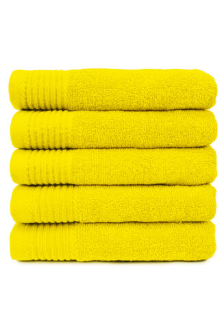 The One Handdoek 450 gram 50x100 cm Geel (5 stuks)