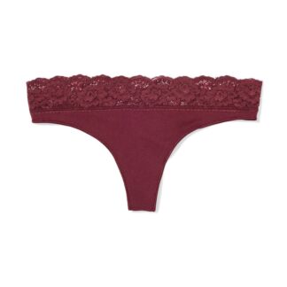 HEMA Damesstring Naadloos Micro Met Kant Bordeauxrood (bordeauxrood)