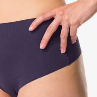 HEMA Damesstring Hoge Taille Micro Rib Ultimate Comfort Donkerpaars (donkerpaars)