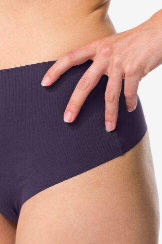 HEMA Damesstring Hoge Taille Micro Rib Ultimate Comfort Donkerpaars (donkerpaars)