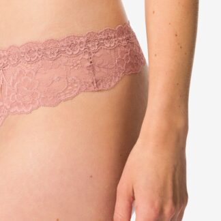 HEMA Damesstring Micro Met Kant Lichtbruin (lichtbruin)