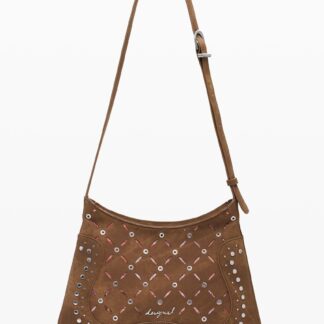 Middelgrote geperforeerde tas met leerlook - BROWN - U