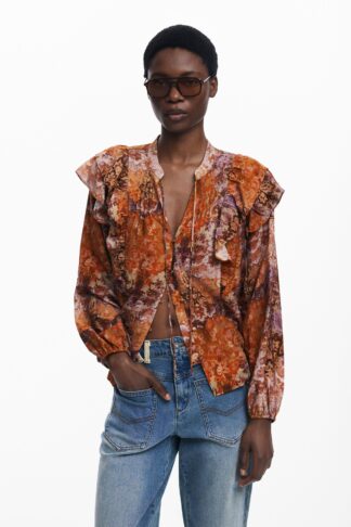 Romantische paisley blouse - ORANGE - XS