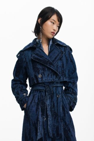 Verlopen denim trenchcoat - BLUE - L