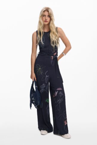 Bloemen palazzo jumpsuit - BLACK - XS