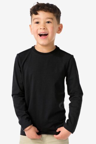 051 Kinder Basis T-shirts Stretch Katoen - 2 Stuks Zwart (zwart)