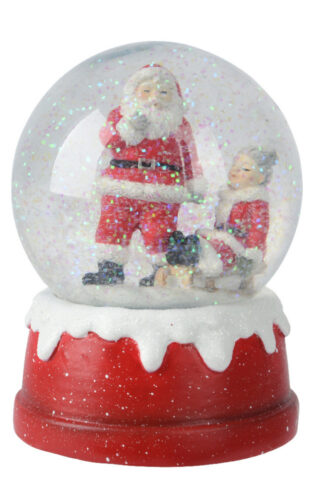 Lumineo sneeuwbol/snowglobe - rood - met kerstman - 13,5 cm - beeldje