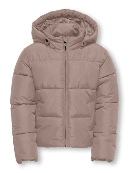 Kids ONLY winter winterjas meisjes - beige - KogJuta - puffer - capuchon