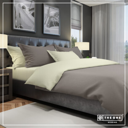 The One Dekbedovertrek Classic Taupe / Cream-200x220cm