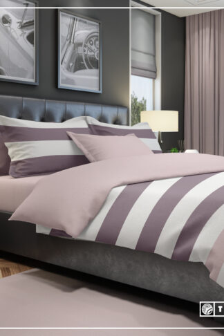 The One Dekbedovertrek Stripe Plum / Mauve-140x220cm