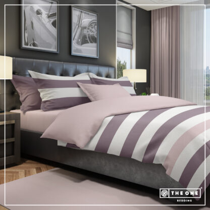 The One Dekbedovertrek Stripe Plum / Mauve-200x220cm