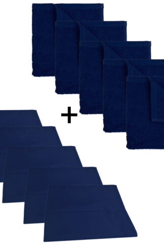 The One Keuken set - 5 x theedoek & 5 x keukendoek - Navy