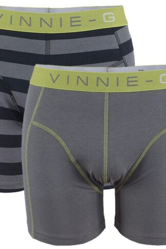 Vinnie-G boxershorts Lime Stripe - Grey 2-pack -M