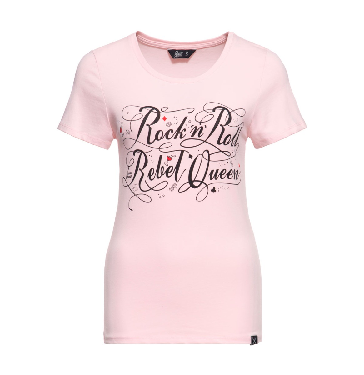 Queen Kerosin Rock 'N' Roll Rebel Queen T-Shirt Pink-XS | 17% korting