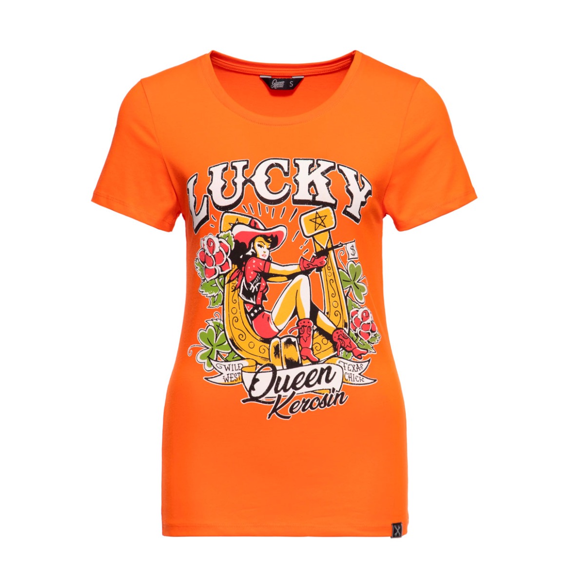 Queen Kerosin Lucky T-shirt Orange -XS | 17% korting