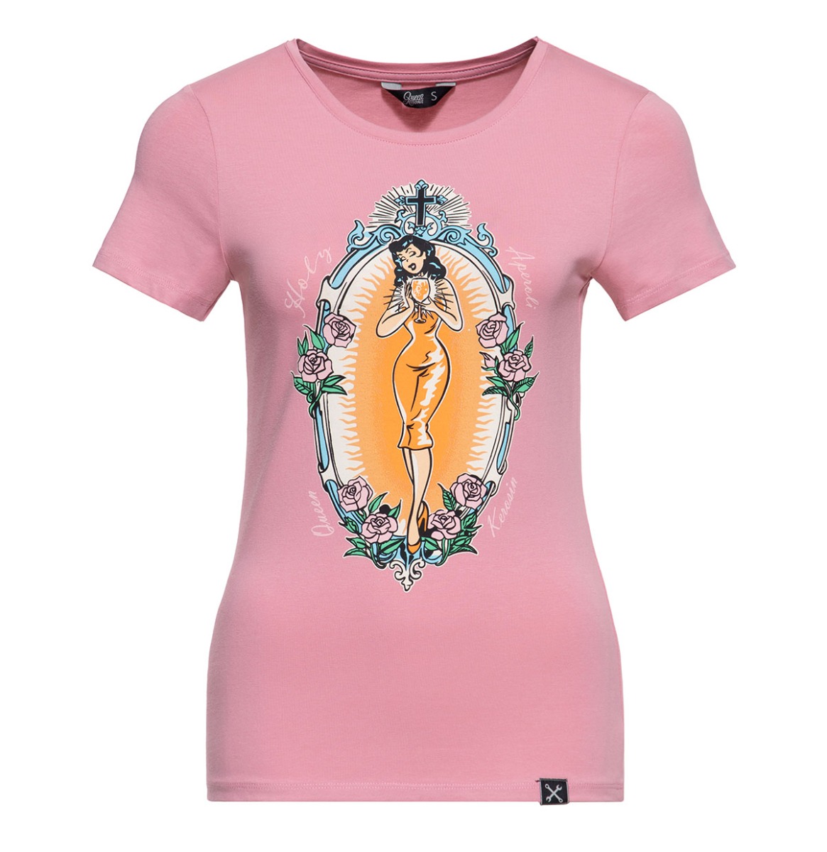 Queen Kerosin Holy Aperoli T-Shirt Rose-XL