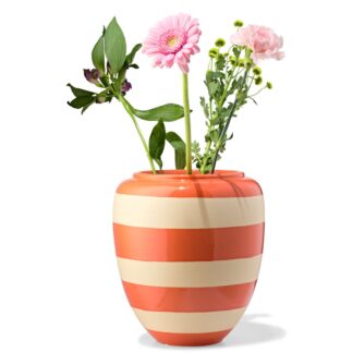 HEMA Vaas 25.8cm keramiek strepen oranje (perzik)