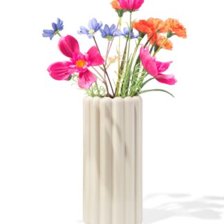 HEMA Vaas 28cm keramiek ribbel grijs (grijs)