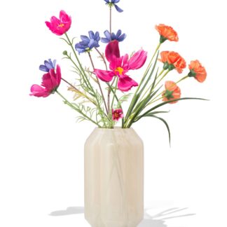 HEMA Vaas ⌀8x23cm glas bloemvorm melkachtig wit (wit)