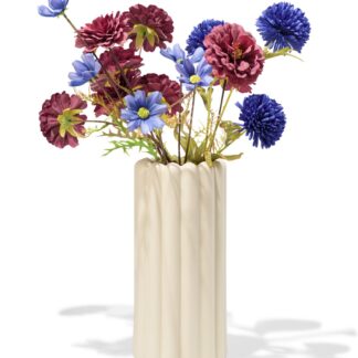 HEMA Vaas 28cm keramiek ribbel wit (wit)