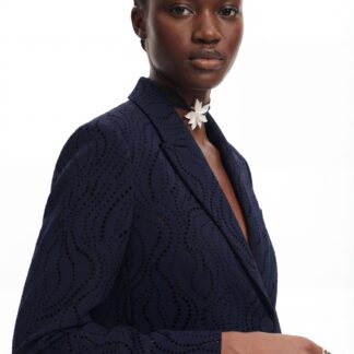 Geborduurde bloemenblazer - BLUE - XS