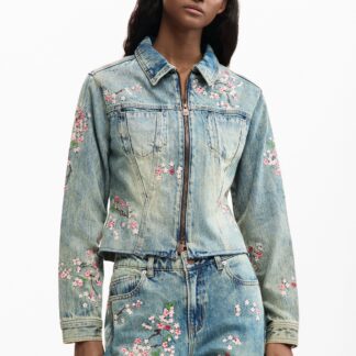 Geborduurde denimjas - BLUE - L