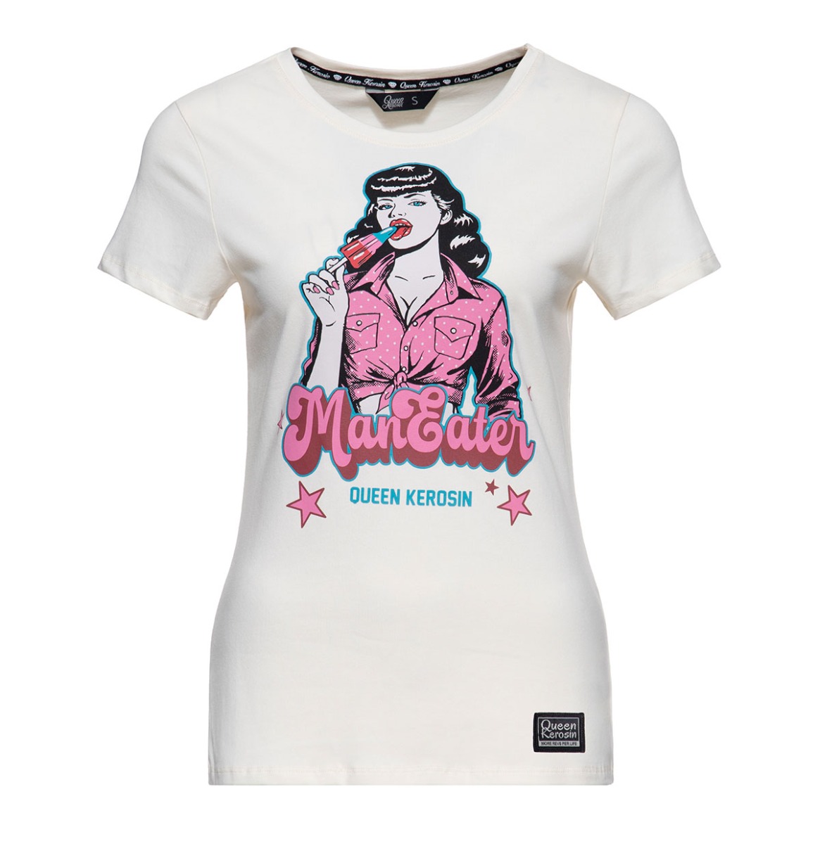 Queen Kerosin Maneater T-shirt Off White-L