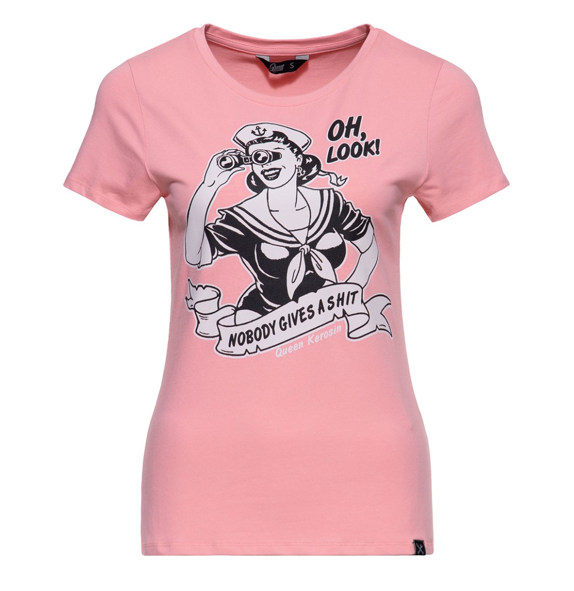 Queen Kerosin Oh, Look! Nobody Gives A Shit T-shirt Pink-XL