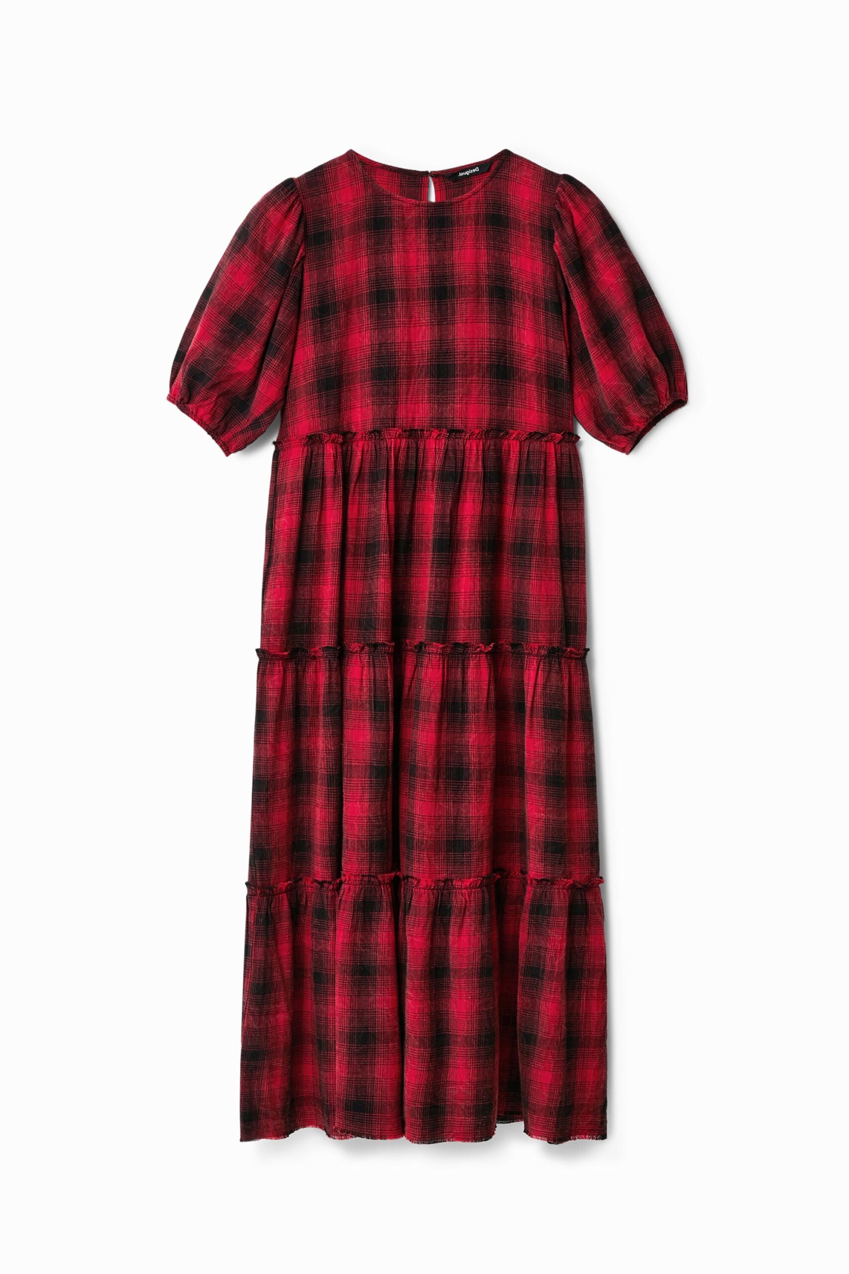 Geruite midi-jurk - RED - S