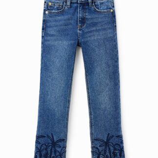 Lange flared jeans met borduursels - BLUE - 9/10