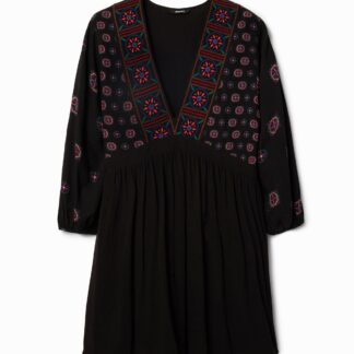 Korte jurk met etnische print - BLACK - XS