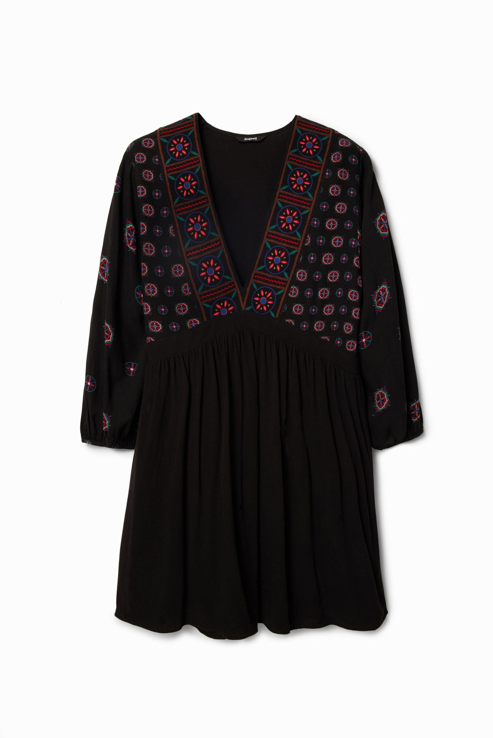 Korte jurk met etnische print - BLACK - XS
