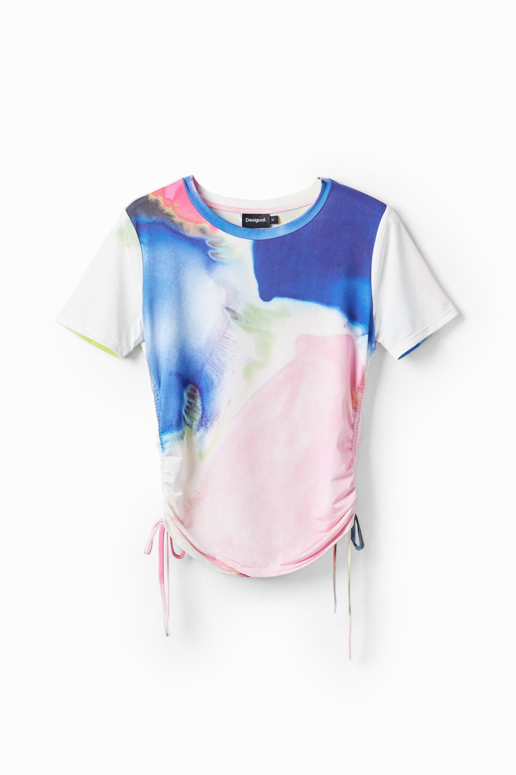 Kort T-shirt plooitjes aquarel - BLUE - XS