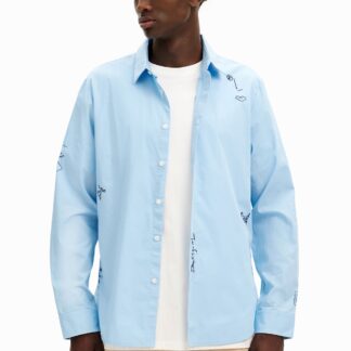 Overhemd met geborduurde details - BLUE - S