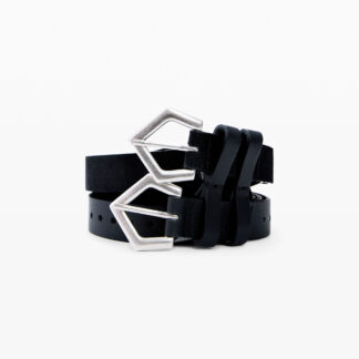 Dubbele leren riem - BLACK - 85