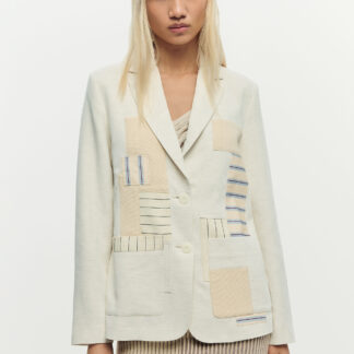 Witte patchwork blazer - WHITE - XS