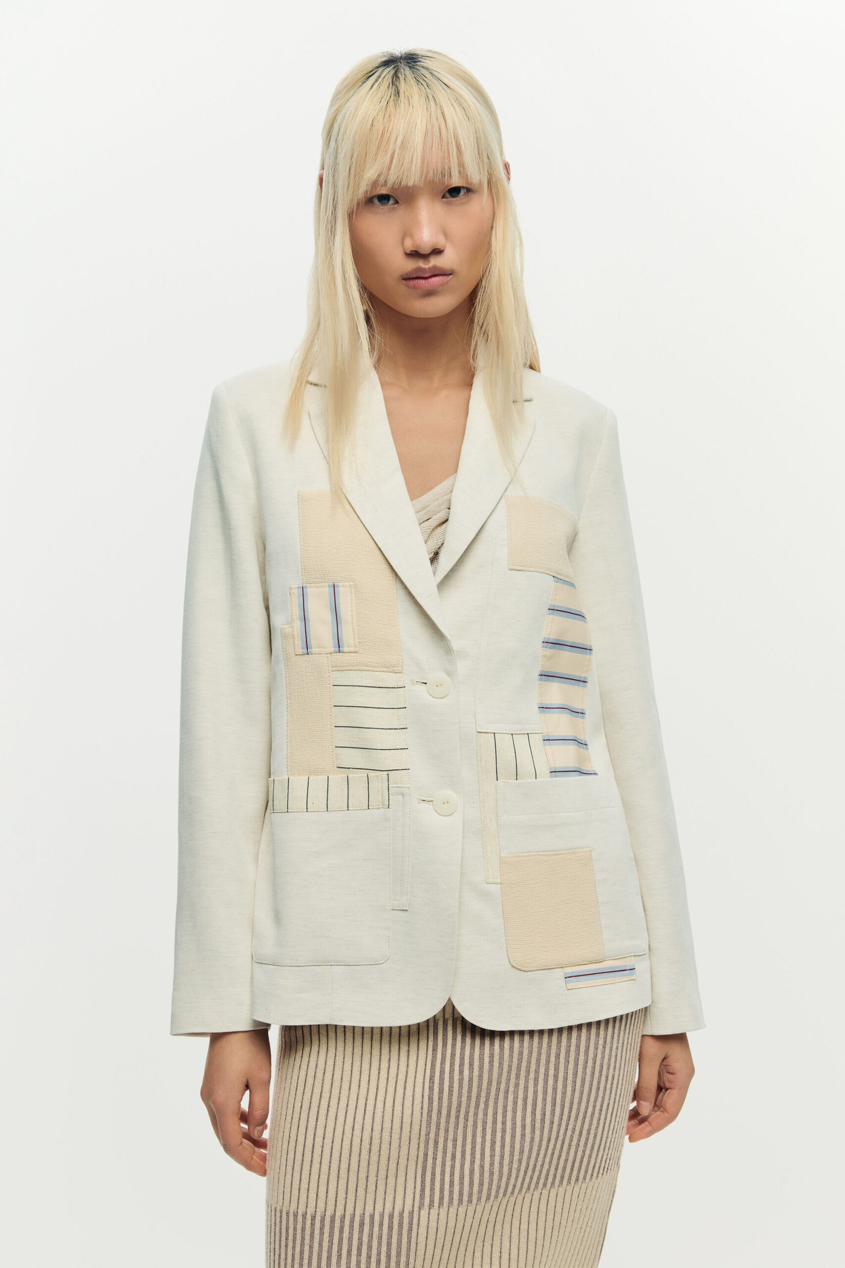 Witte patchwork blazer - WHITE - XS