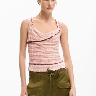 T-shirt met ruches - MATERIAL FINISHES - L