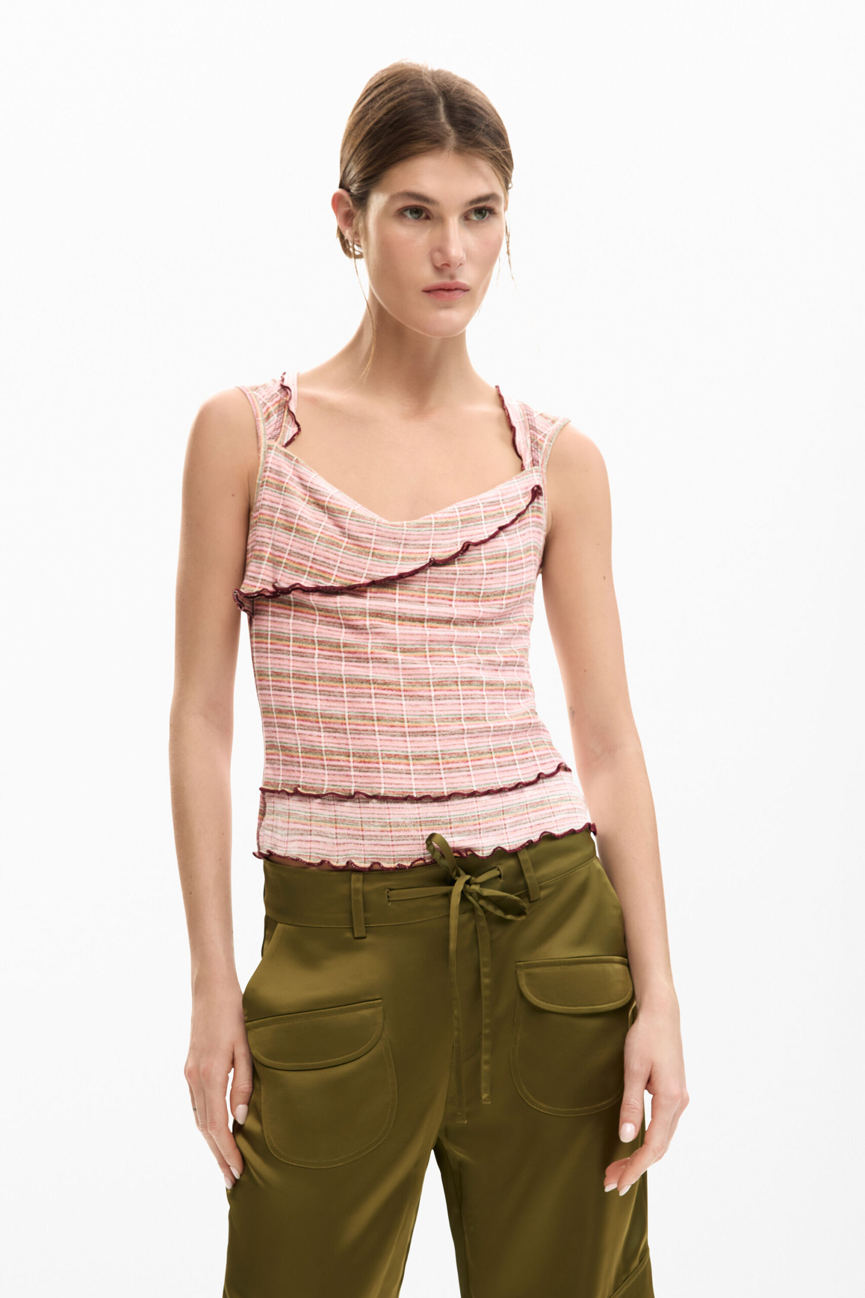 T-shirt met ruches - MATERIAL FINISHES - L