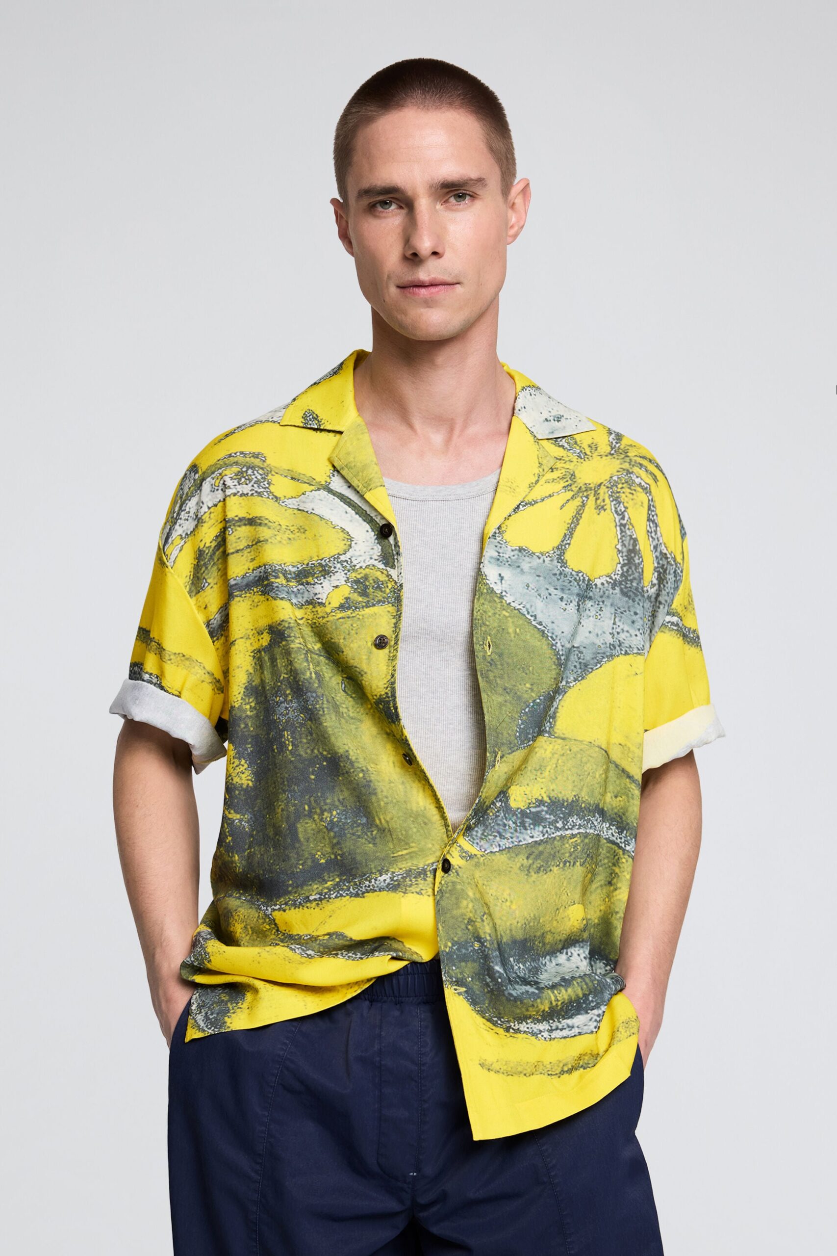 Geruit bedrukte blouse - YELLOW - S