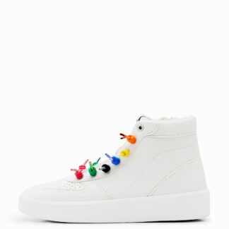 Hoge sneakers met regenboogveters - WHITE - 40