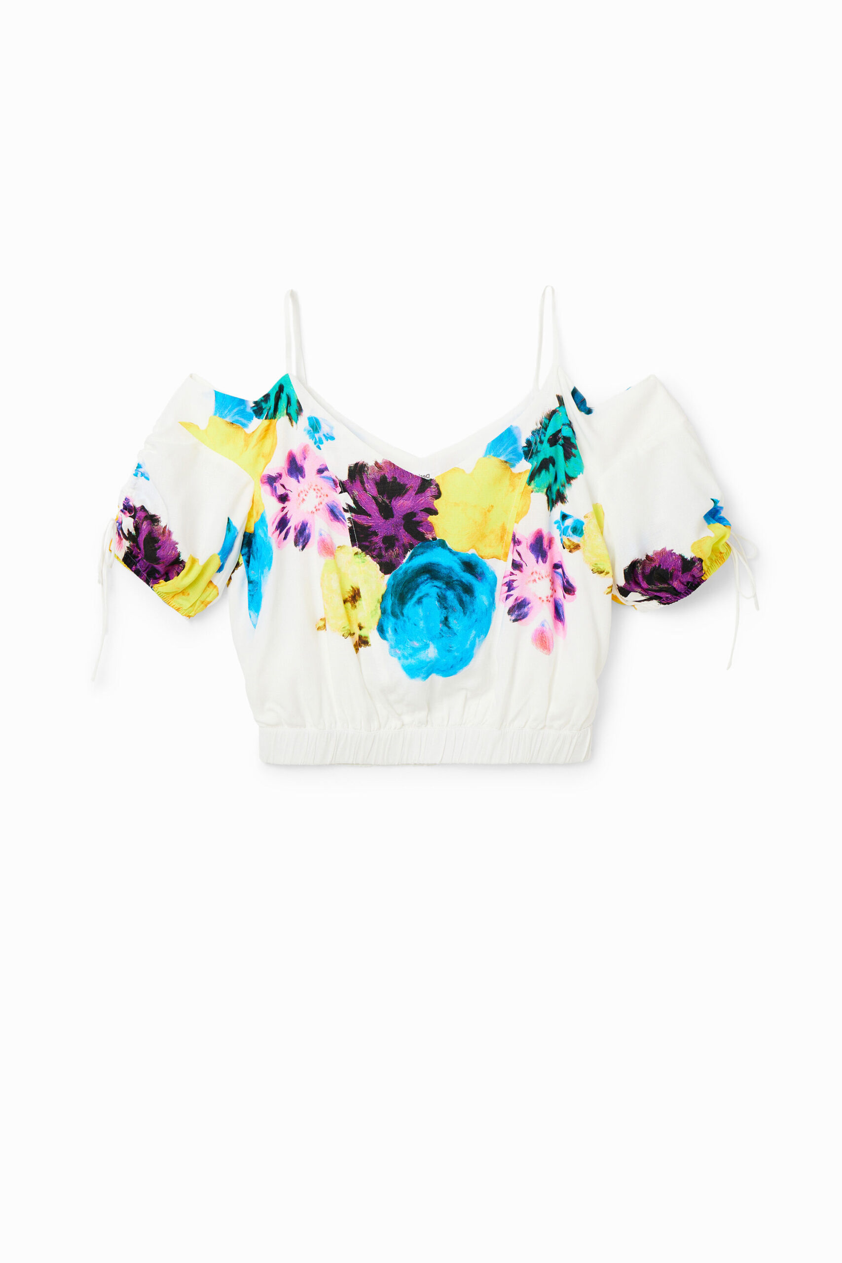 Korte aangerimpelde blouse met bloemen M. Christian Lacroix - WHITE - M