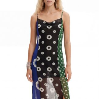 Midi-lingeriejurk met geometrische print - GREEN - M