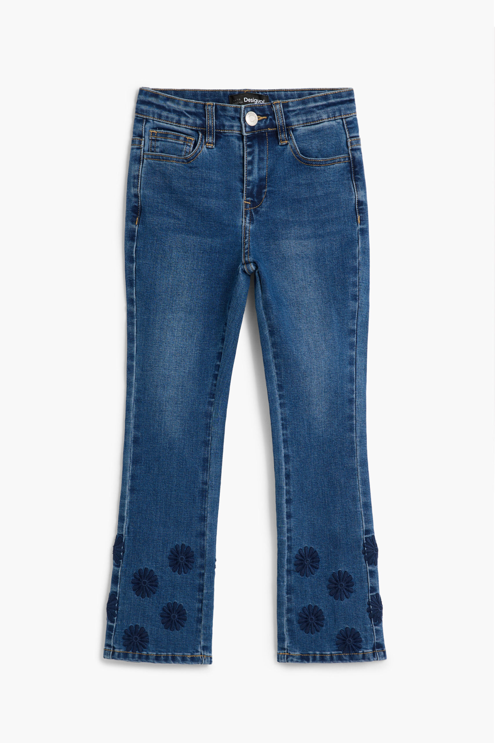 Jeans met geborduurde bloemen - BLUE - 11/12
